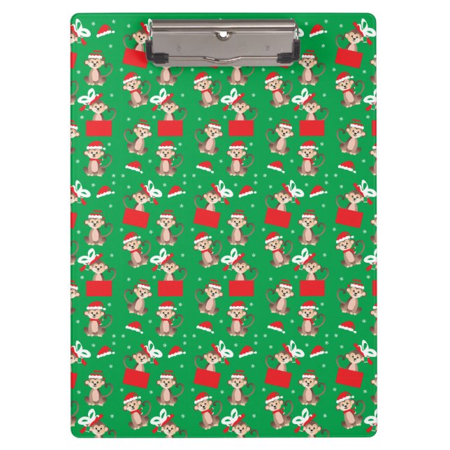 Pranchetas Padrão de Natal de Macaco Vermelho Verde (Frente)