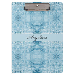 Pranchetas Padrão de pena azul e branca, personalizável