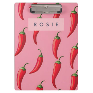 Pranchetas Padrão de Pimenta Vermelha Picante em Fundo Rosa