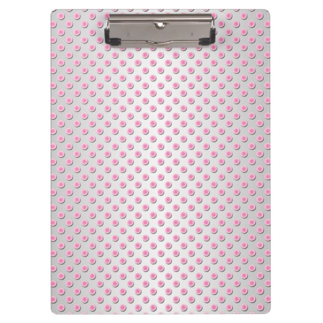 Pranchetas Padrão de Pontos Pink e Branco Prateado (Frente)