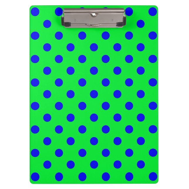 Pranchetas Padrão de Pontos Polka Azuis Sobre Verde  (Frente)