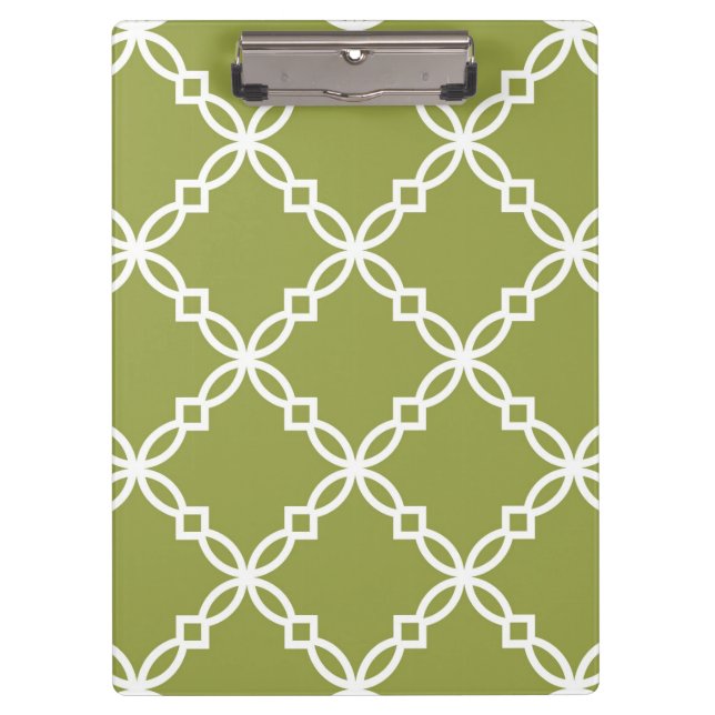Pranchetas Padrão de Quatrefoil de Grande Rico Branco Avocado (Frente)