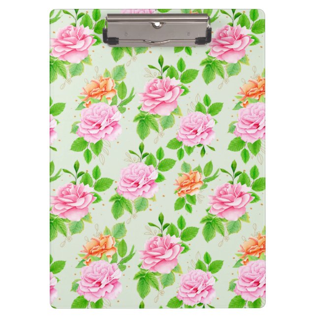 Pranchetas Padrão de Rosas Rosa Floral-23670 (Frente)