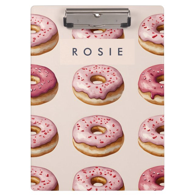 Pranchetas Padrão de Rosquinha rosa personalizado monograma (Frente)