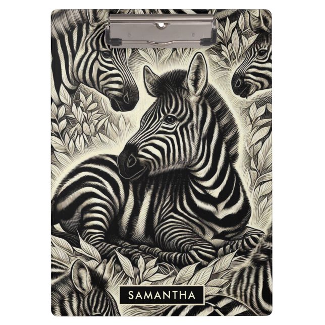 Pranchetas Padrão de Zebra da Vintage Cute (Frente)