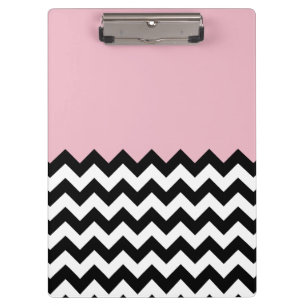 Pranchetas Padrão de ziguezague preto e branco, Chevron, rosa