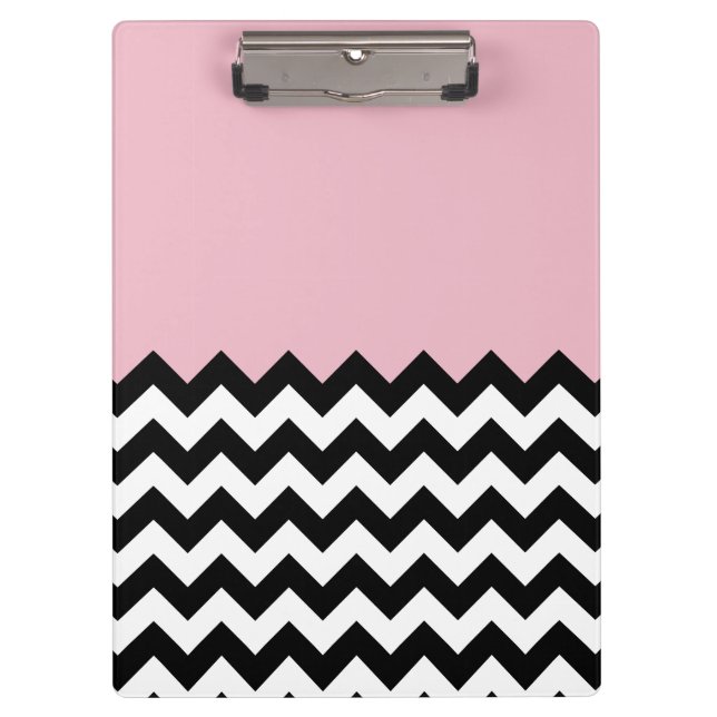 Pranchetas Padrão de ziguezague preto e branco, Chevron, rosa (Frente)