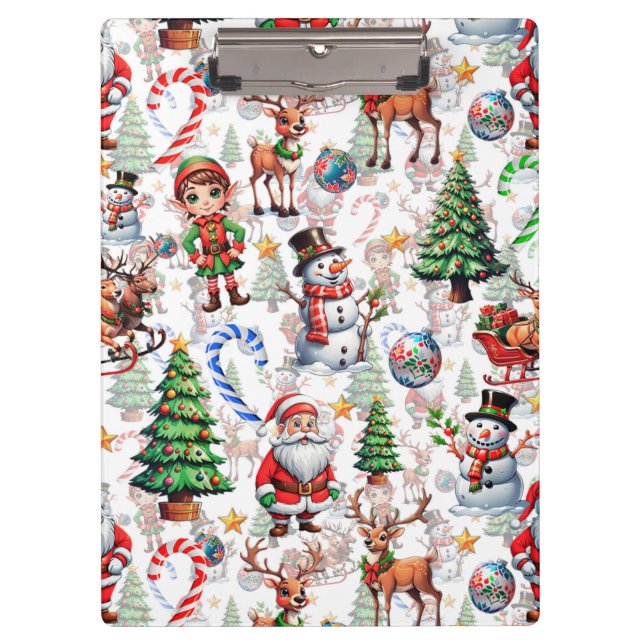 Pranchetas Padrão Decorativo de Natal com Fundo Branco (Frente)