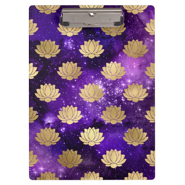 Pranchetas Padrão Dharma Mandala da Galáxia Dourada e Roxa (Frente)