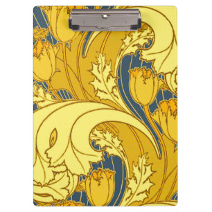 Pranchetas Padrão Dourado da Tulipa Azul da Vintage