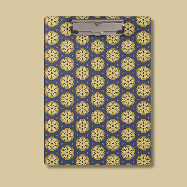 Pranchetas Padrão Dourado e Azul Floral e Teardrop (Criador carregado)