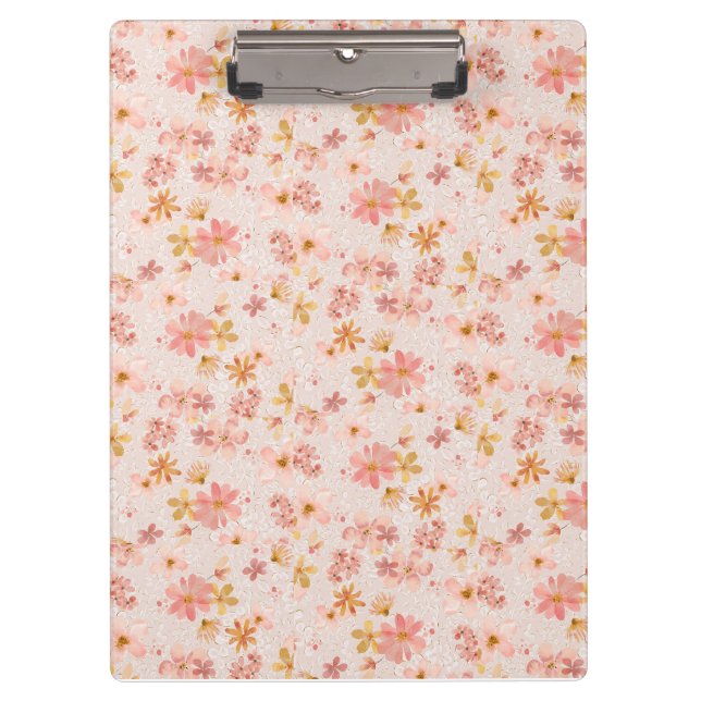 Pranchetas Padrão Floral Aquarela Rosa Corado (Frente)