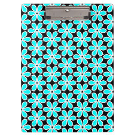 Pranchetas Padrão Floral Azul Turquesa e Preto
