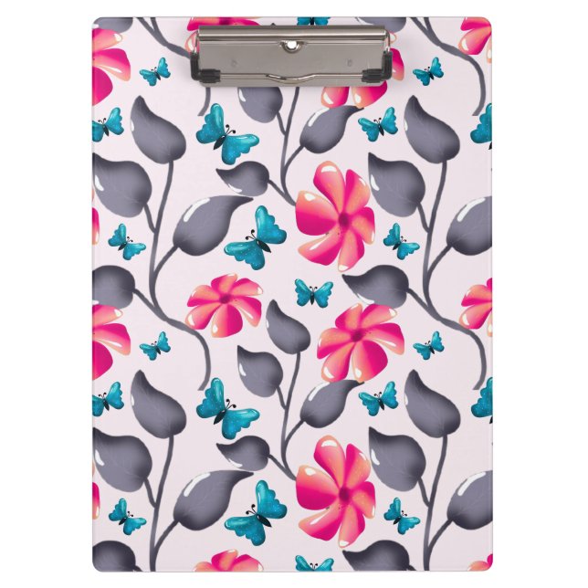Pranchetas Padrão Floral Borboleta Elegante Botânico (Frente)