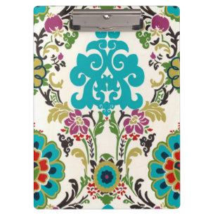 Pranchetas Padrão Floral Damask Plum Turquoise