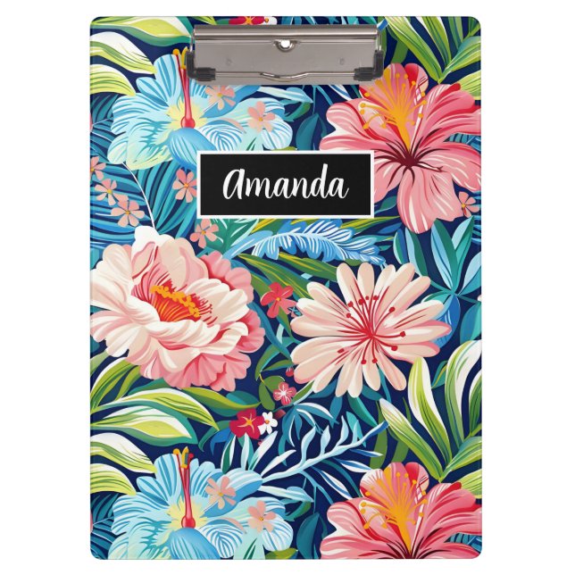Pranchetas Padrão Floral de Flores Tropicais Botânicas de Ver (Frente)