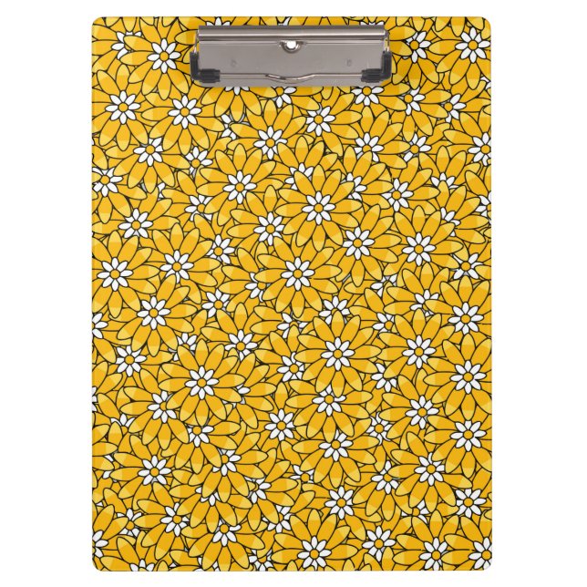 Pranchetas Padrão Floral de Sobreposição Amarelo Brilhante (Frente)