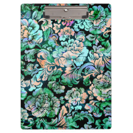 Pranchetas Padrão Floral em Verde e Pêssego