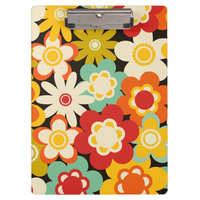 Pranchetas Padrão Floral Fofo Colorido Retro (Frente)