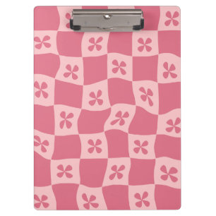 Pranchetas Padrão Floral Retro-Rosa Verificado
