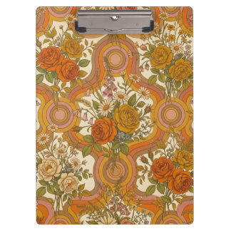 Pranchetas Padrão Floral Retro Vintage dos Anos 70 | Botânica