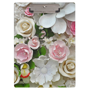 Pranchetas Padrão floral rosa e branco