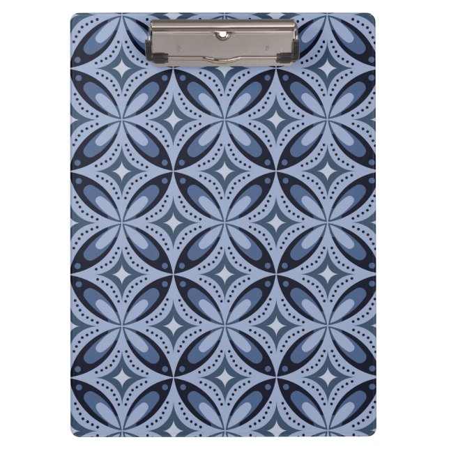 Pranchetas Padrão Geométrico Azul Estilo Retro (Frente)
