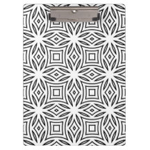Padrão geométrico floral preto e branco