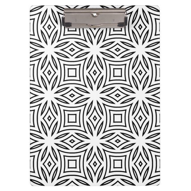 Pranchetas Padrão geométrico floral preto e branco (Frente)