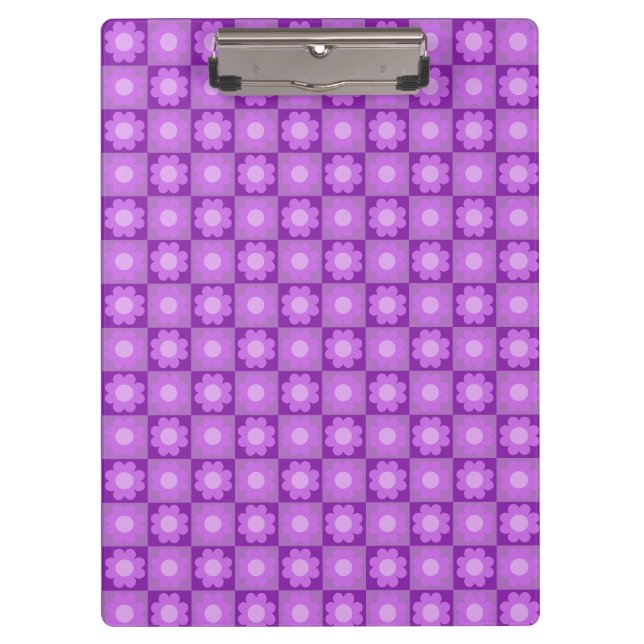 Pranchetas Padrão Geométrico Floral Roxo (Frente)