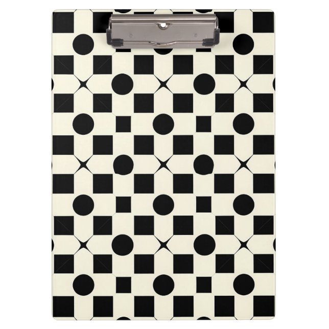 Pranchetas Padrão Geométrico Preto e Branco com Círculos (Frente)