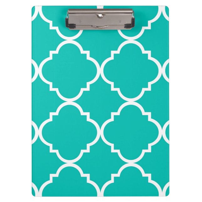 Pranchetas Padrão Grande Quatrefoil Verde Azul Branco (Frente)