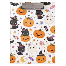 Pranchetas Padrão Kawaii de Halloween com Abóboras Fofas