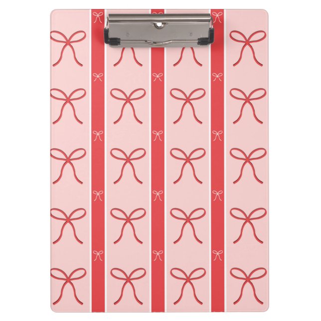 Pranchetas Padrão Listrado com Laço Rosa Fofo (Frente)