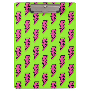Pranchetas Padrão Neon Green & Pink Lightning Bolt do anos 80