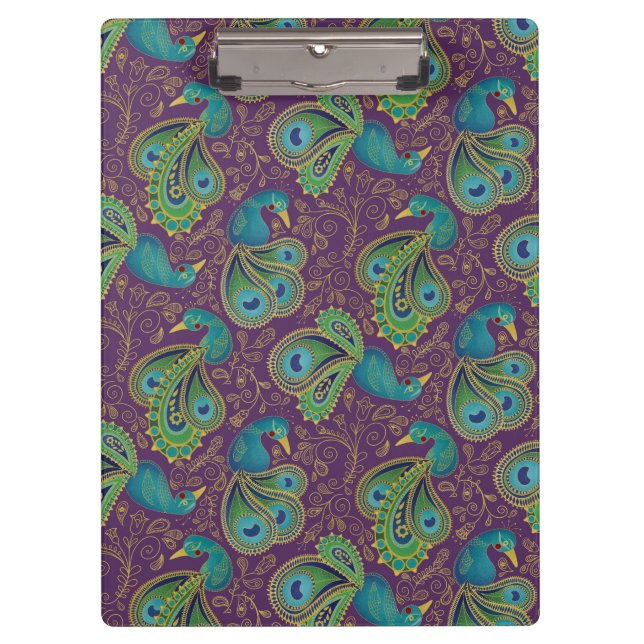 Pranchetas Padrão Paisley de Pavão Roxo (Frente)