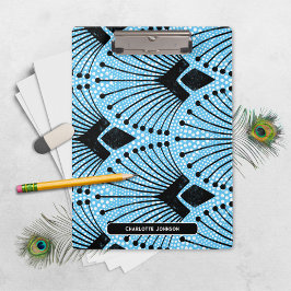 Pranchetas Padrão Pavão Branco Azul Deco Arte Clássico