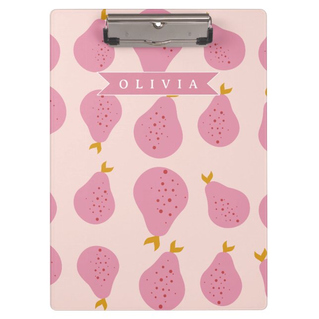 Pranchetas Padrão Personalizado de Pêra Rosa Fruta Fofa e Fem (Frente)