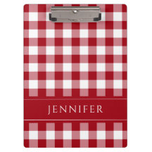 Padrão Xadrez Gingham Vermelho e Branco Nome Impre