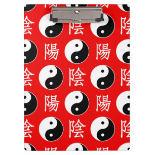 Pranchetas Padrão Yinyang Chinês de Fundo Vermelho