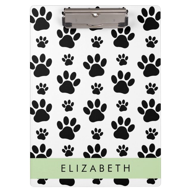Pranchetas Padrões de pata, patas de cão, preto e branco, seu (Frente)