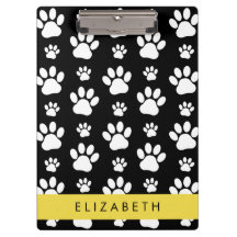 Padrões de pata, patas de cão, preto e branco, seu