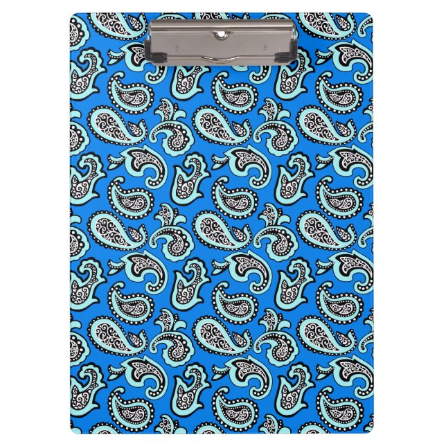 Pranchetas Paisley Atemporal em Fundo Azul (Frente)