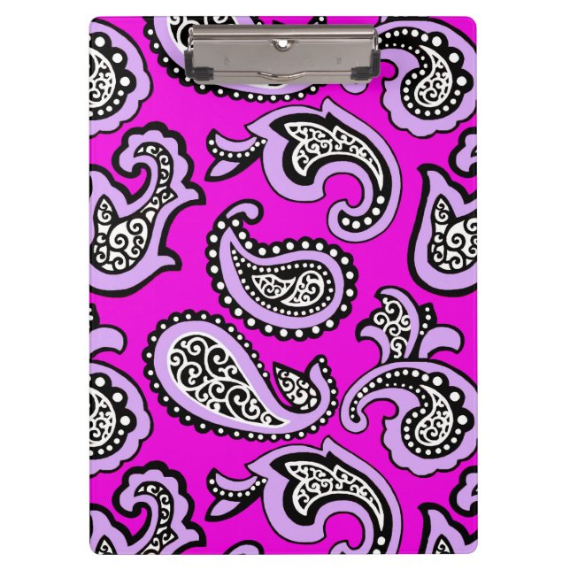 Pranchetas Paisley Atemporal em Fundo Rosa Quente (Frente)
