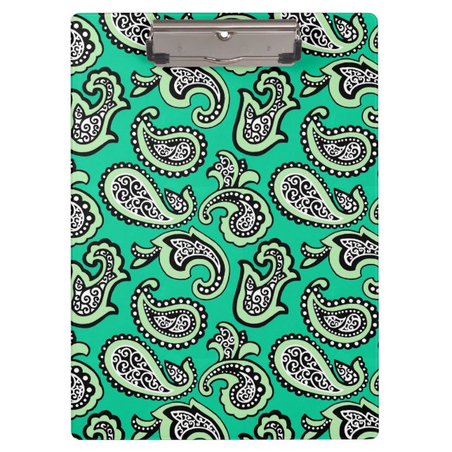 Pranchetas Paisley Atemporal em Fundo Verde (Frente)