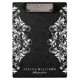 Pranchetas Paisley Preto E Lace Floral Branco
