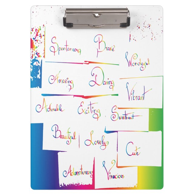 Pranchetas Palavras colorido positivas manuscritas (Frente)