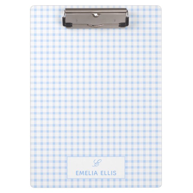 Pranchetas Pale Blue Gingham Classic Monogram  (Frente)