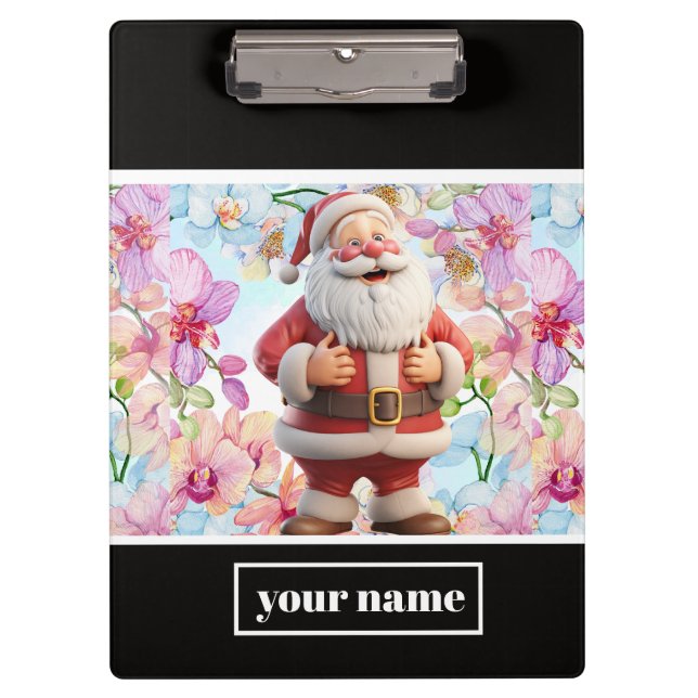 Pranchetas Papai Noel Caprichoso Fofo com Floral (Frente)