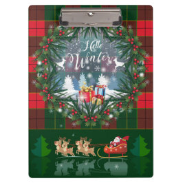 Pranchetas Papai Noel cavalgando um trenó liderado por renas